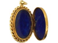 Early 20th Century French 18ct Gold Locket set with Lapis Lazuli
