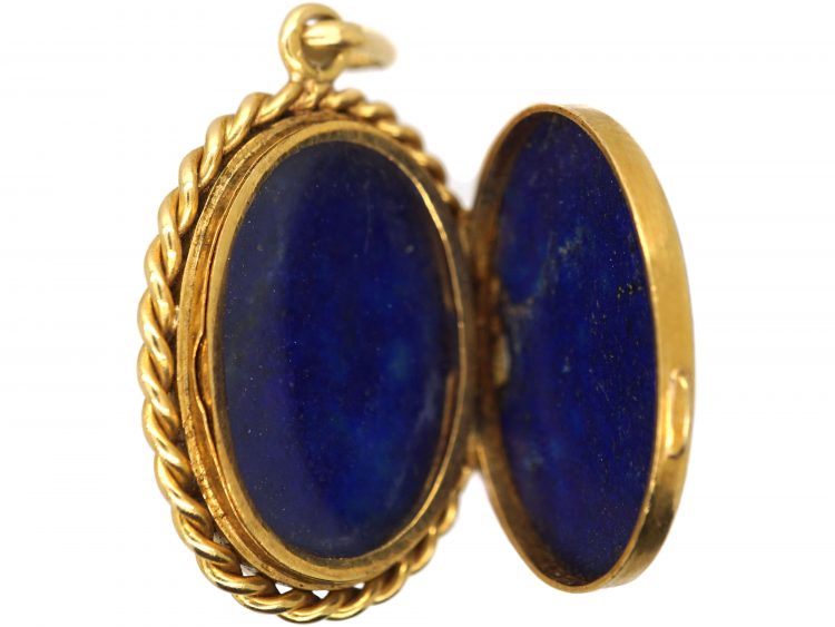 Early 20th Century French 18ct Gold Locket set with Lapis Lazuli