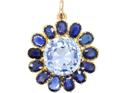 Edwardian 18ct Gold Sapphire Daisy Pendant