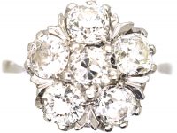18ct White Gold Old Mine Cut Diamond Pansy Cluster Ring