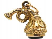 Victorian 9ct Gold Cased Horn Charm with Bloodstone Base