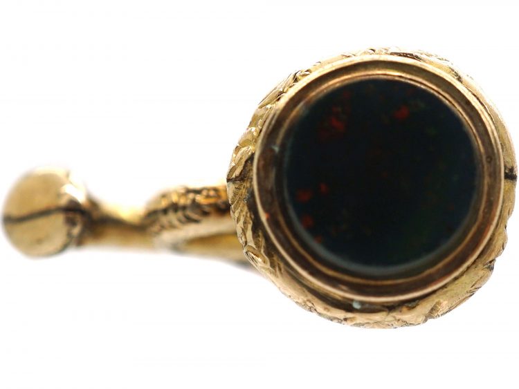 Victorian 9ct Gold Cased Horn Charm with Bloodstone Base