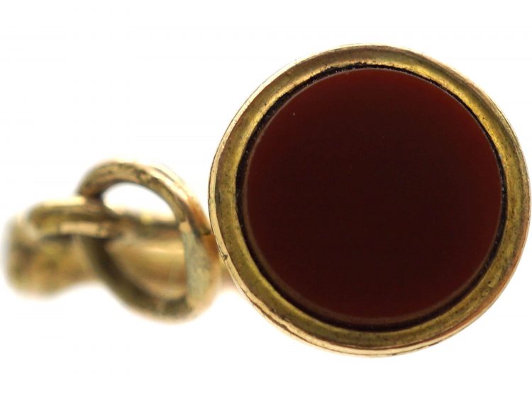 Victorian 9ct Gold Cased Horn Charm With Carnelian Base