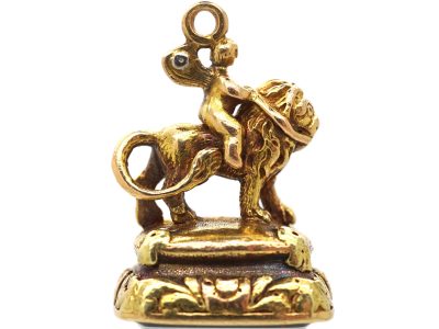 Regency Two Colour Gold Seal of a Cherub Riding a Lion