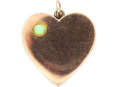 Victorian 9ct Gold Heart Shaped Pendant set with an Opal