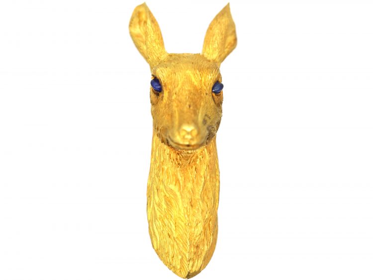 1960s 18ct Gold Brooch of Deer's Head by George Lenfant for Hermès