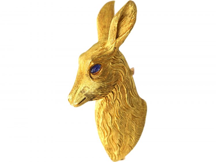 1960s 18ct Gold Brooch of Deer's Head by George Lenfant for Hermès