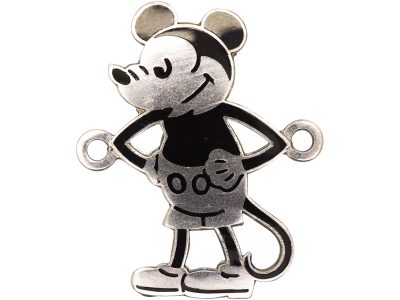 Vintage German Silver & Black Enamel Mickey Mouse