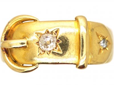 Victorian 18ct Gold Buckle Ring set with Diamonds
