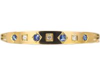 Edwardian 9ct Gold Bangle set with Sapphires & Diamonds