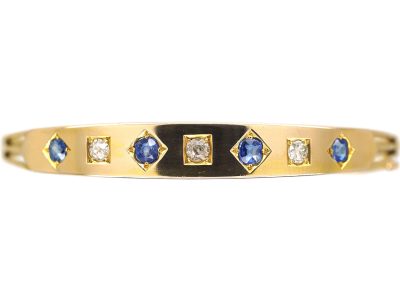 Edwardian 9ct Gold Bangle set with Sapphires & Diamonds