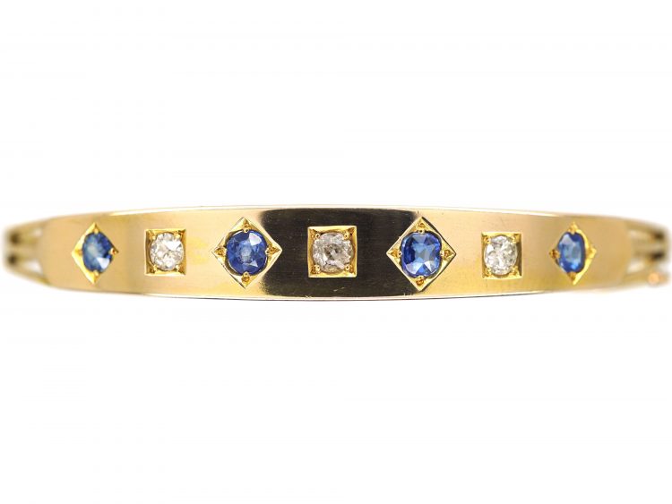 Edwardian 9ct Gold Bangle set with Sapphires & Diamonds