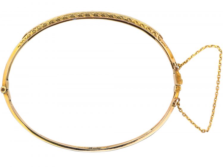 Edwardian 9ct Gold Bangle set with Sapphires & Diamonds