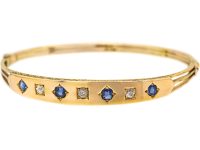 Edwardian 9ct Gold Bangle set with Sapphires & Diamonds