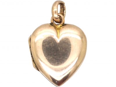 Edwardian Small 9ct Gold Back & Front Heart Shaped Locket