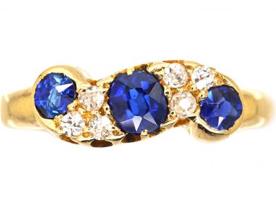 Edwardian 18ct Gold, Sapphire & Diamond Twist Ring