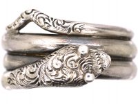 Victorian Silver Snake Ring with Engraved Detail