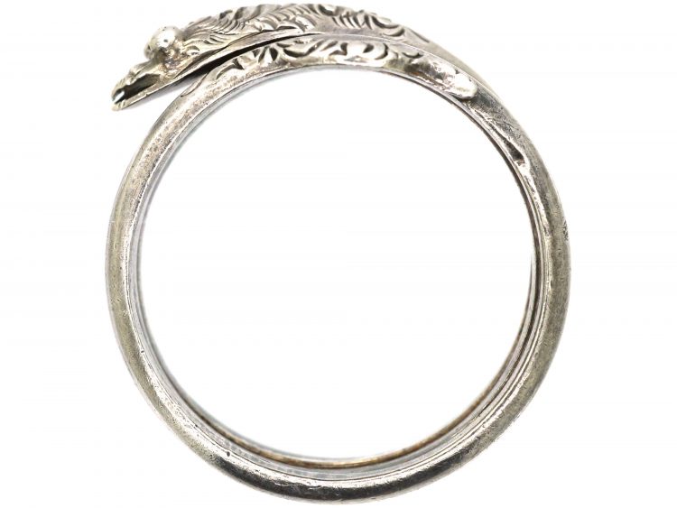 Victorian Silver Snake Ring with Engraved Detail