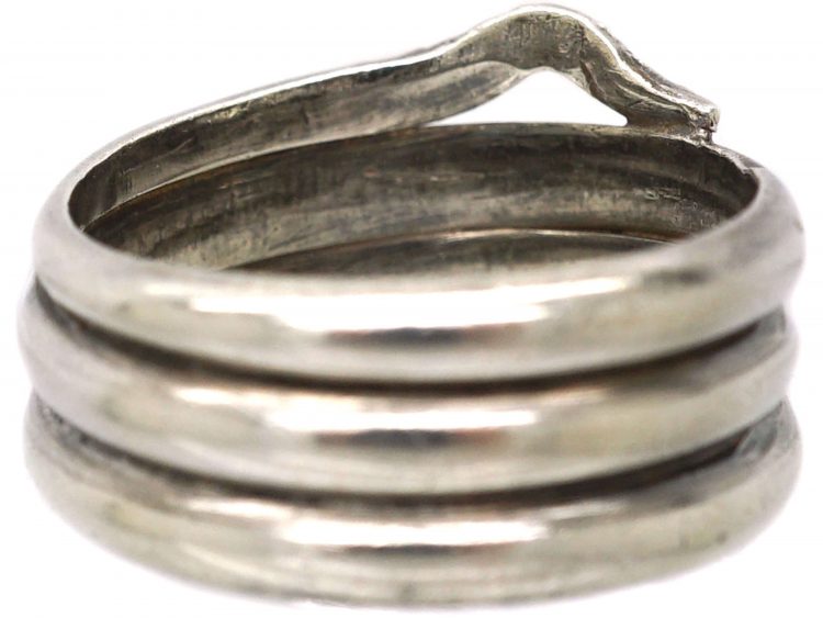 Victorian Silver Snake Ring with Engraved Detail