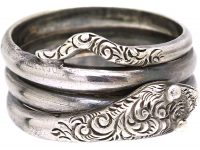 Victorian Silver Snake Ring with Engraved Detail