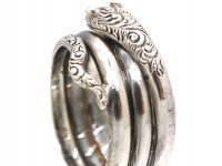 Victorian Silver Snake Ring with Engraved Detail