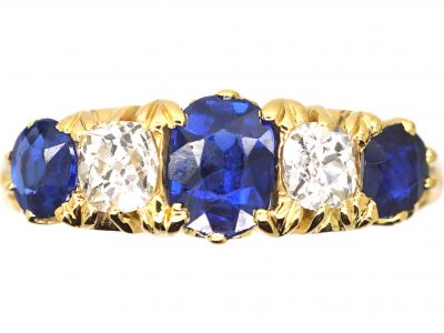 Edwardian 18ct Gold, Sapphire & Diamond Five Stone Ring