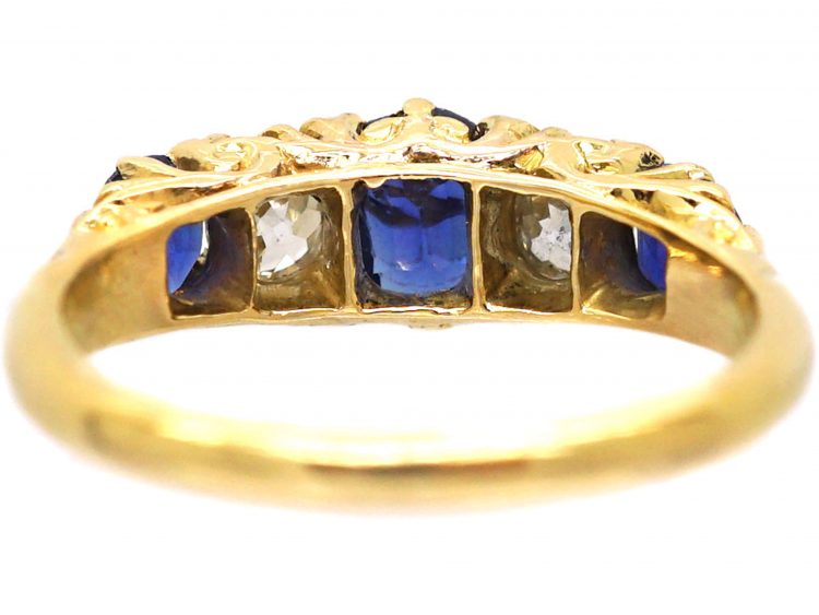 Edwardian 18ct Gold, Sapphire & Diamond Five Stone Ring