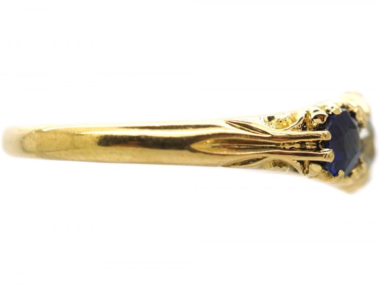 Edwardian 18ct Gold, Sapphire & Diamond Five Stone Ring
