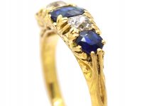 Edwardian 18ct Gold, Sapphire & Diamond Five Stone Ring