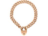 Edwardian 9ct Gold Curb Bracelet with Padlock