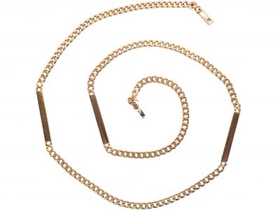 1960s 9ct Gold Curb Chain Interspersed with Long Flat Links