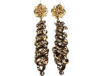 Early 19th Century 15ct Gold Swiss Enamel Large Drop Earrings