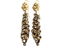 Early 19th Century 15ct Gold Swiss Enamel Large Drop Earrings