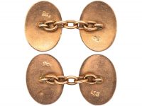 Art Deco 9ct Gold & Blue Enamel Striped Cufflinks