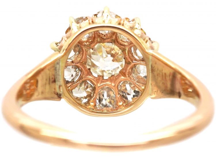 Edwardian 15ct Gold, Old Mine Cut Diamond Cluster Ring