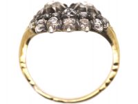 15ct gold & Silver 19th Century Crowned Double Heart Ring set with Rose Diamonds