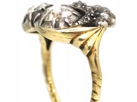 15ct gold & Silver 19th Century Crowned Double Heart Ring set with Rose Diamonds