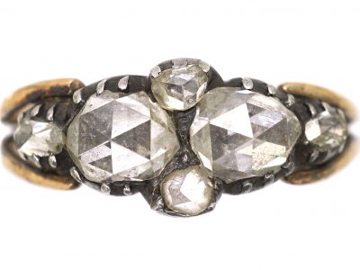 Georgian 9ct Gold & Silver Rose Diamond Ring