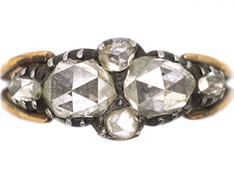 Georgian 9ct Gold & Silver Rose Diamond Ring