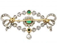 Edwardian Platinum & 15ct Gold, Emerald & Diamond Brooch