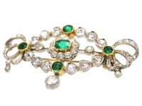 Edwardian Platinum & 15ct Gold, Emerald & Diamond Brooch