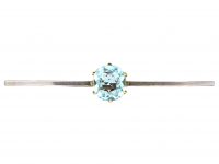 Art Deco 15ct Gold & Platinum Brooch set with an Aquamarine