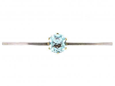 Art Deco 15ct Gold & Platinum Brooch set with an Aquamarine