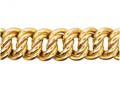 Edwardian 15ct Gold Double Curb Link Bracelet
