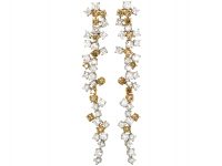 1980s 18ct White & Yellow Gold Diamond Drop Earrings by Chantecler