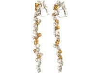 1980s 18ct White & Yellow Gold Diamond Drop Earrings by Chantecler