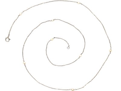Edwardian Platinum & Natural Pearl Chain