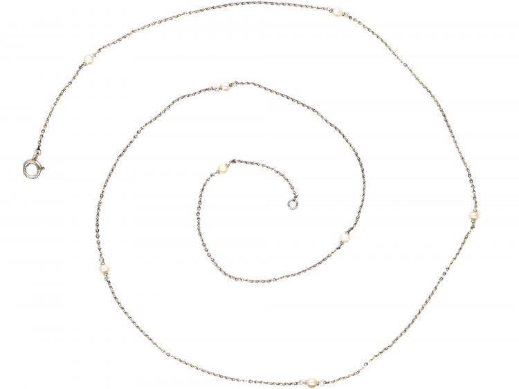 Edwardian Platinum & Natural Pearl Chain