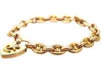 Edwardian 15ct Gold Naval Anchor Link Bracelet with Anchor Padlock