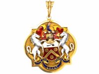 Early 20th Century 18ct Gold & Enamel Worshipful Company of Wheelwrights Badge Pendant